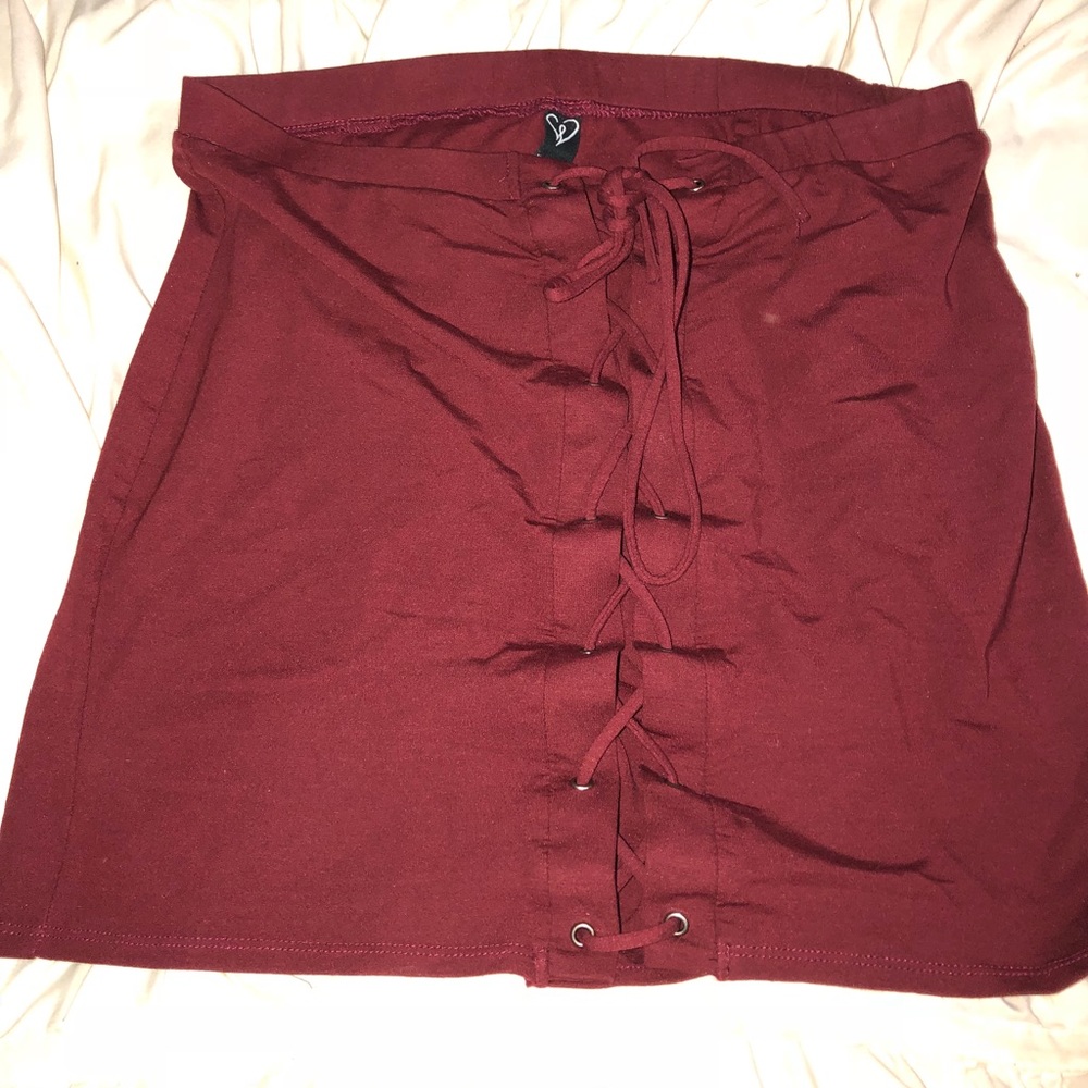 Burgandy mini skirt
